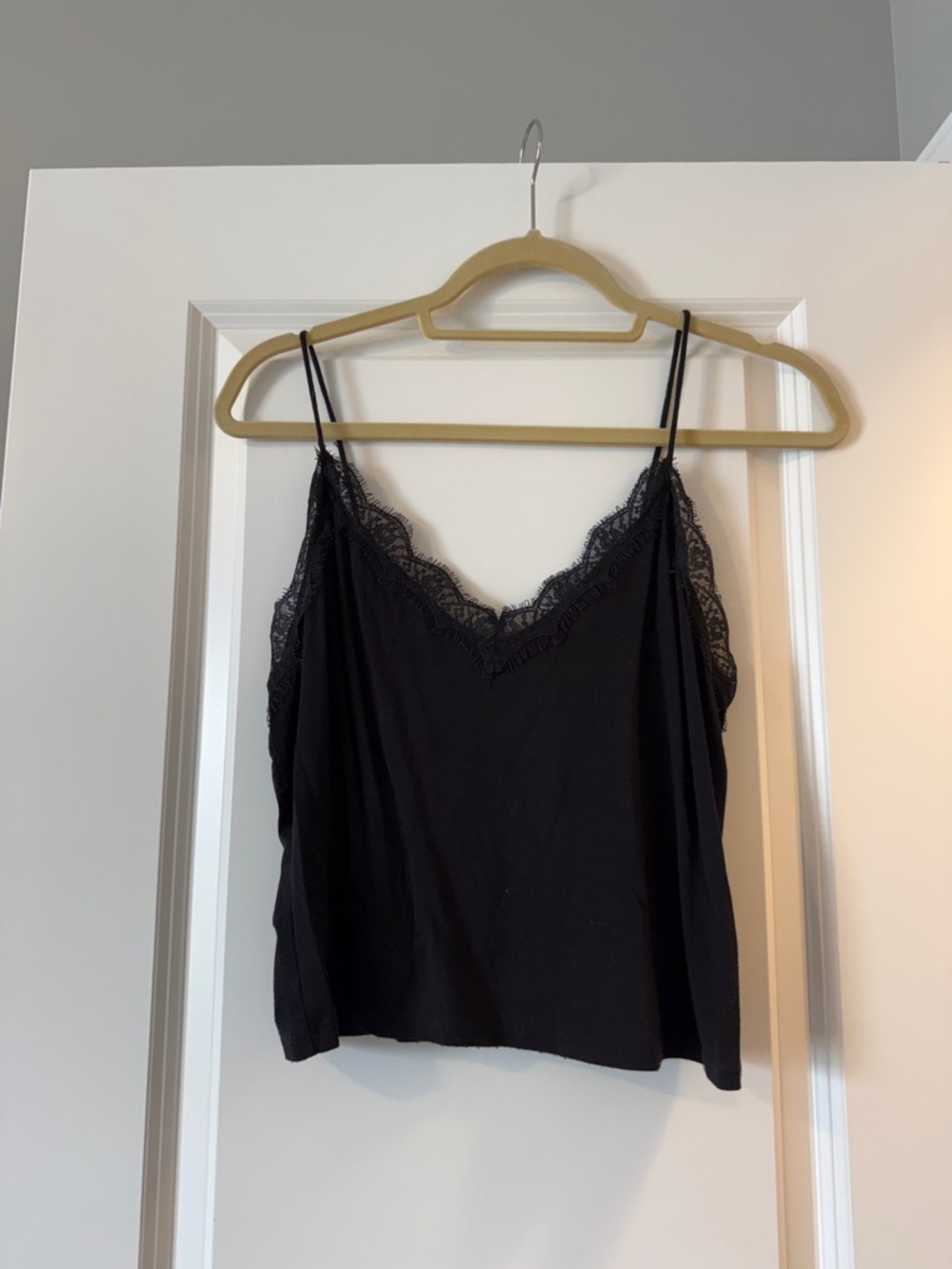 La Hearts Black Lace Trim Camisole